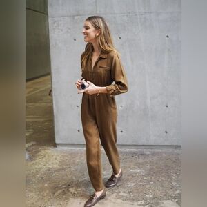 DOEN Raw Silk Serre Terracotta Rose Utility Jumpsuit M